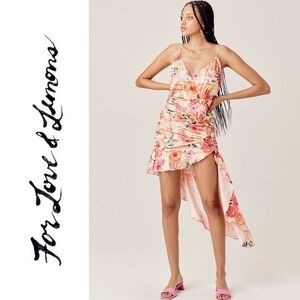 For Love & Lemons Versilla Floral Satin Hi-Lo Dress XS NWT